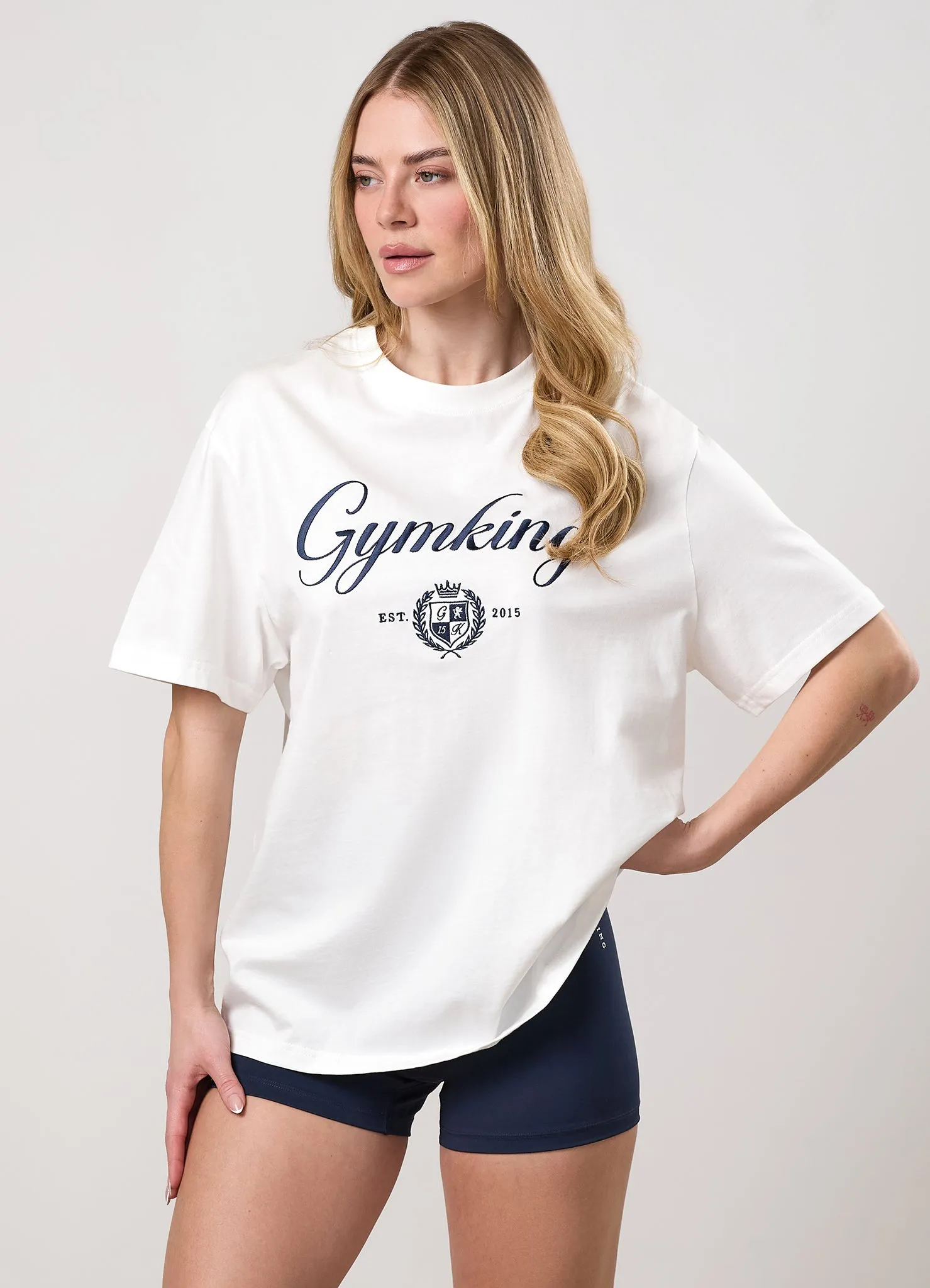 Gym King Heritage Jersey Boyfriend Tee - Cream sold by The Gym King