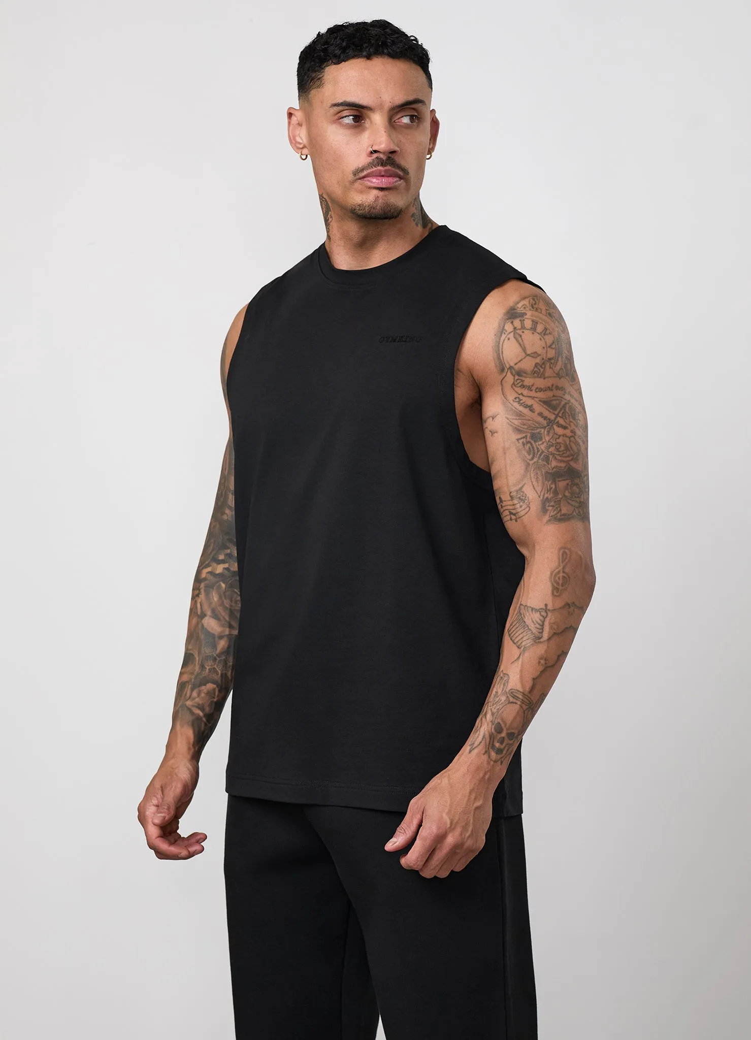 Gym King Fundamental Linear Tank - Black/Black sold by The Gym King