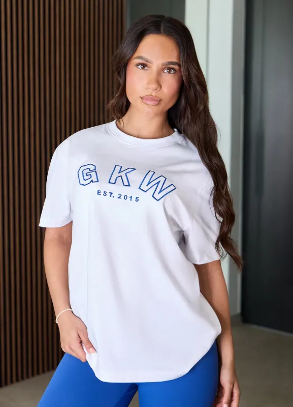 GKW Boyfriend Tee - White/Jewel Blue made by The Gym King