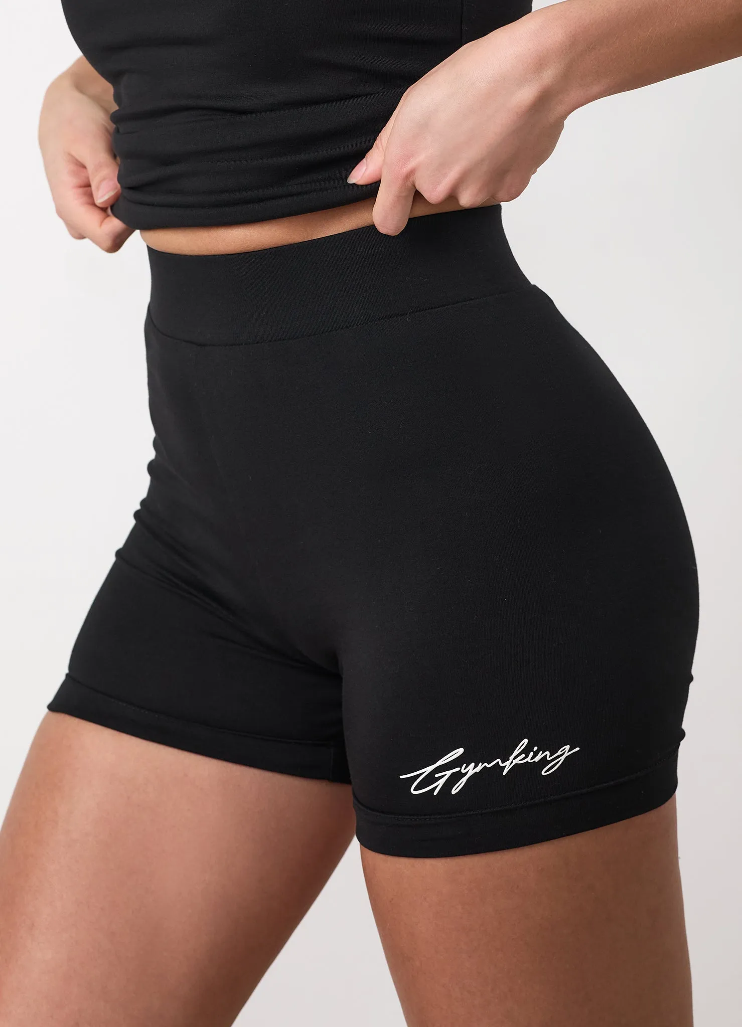 Gym King Script Mindset 3" Booty Short - Black sold by The Gym King