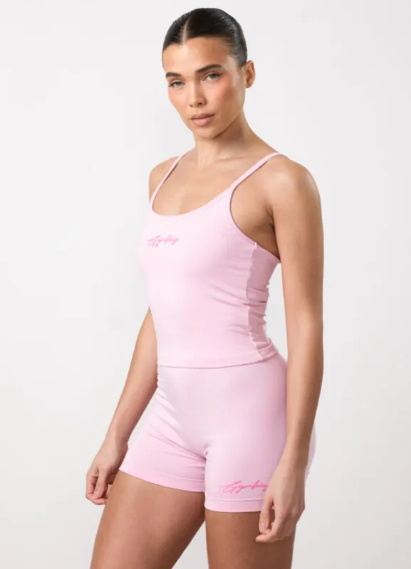Gym King Script Mindset Strappy Tank - Soft Pink made by The Gym King