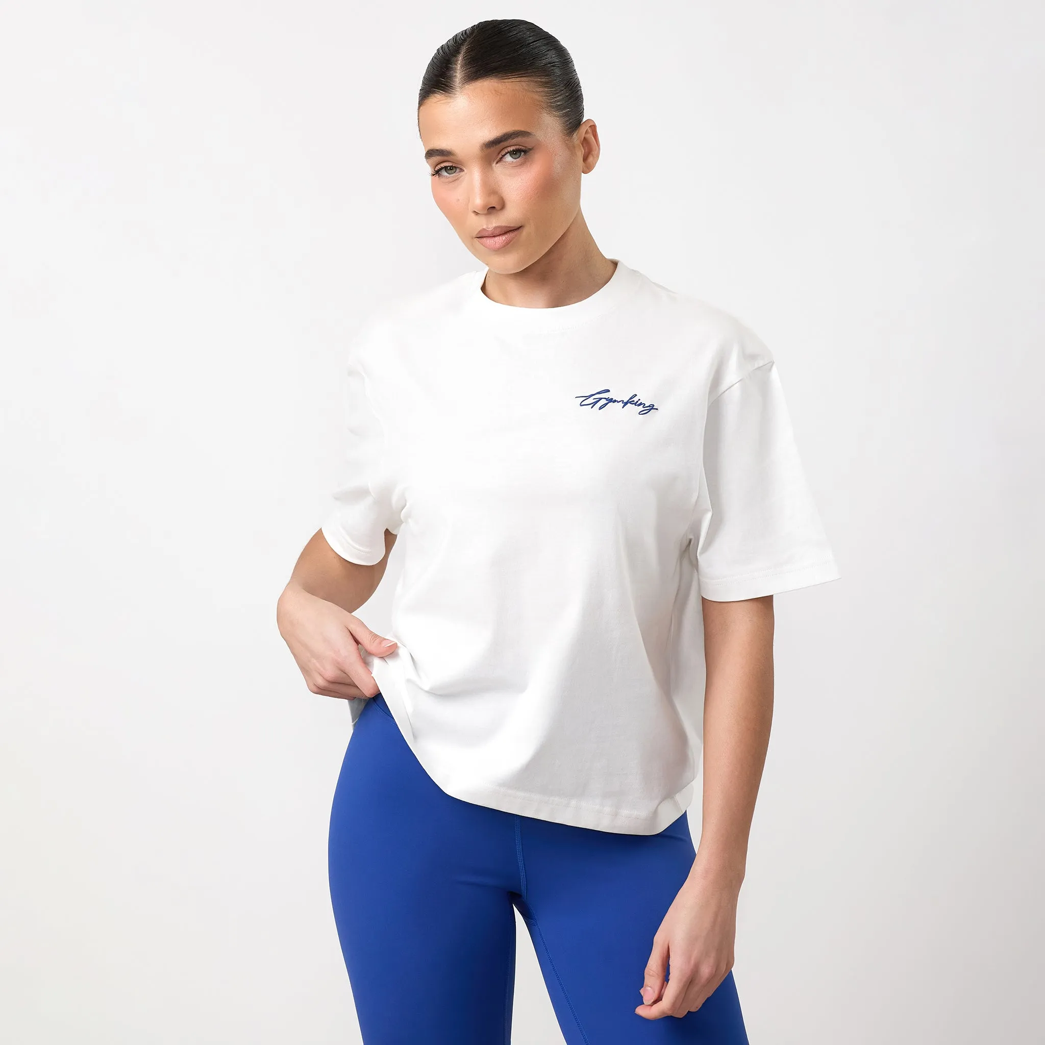 Gym King Script Mindset Hip Length BF Tee - Cream sold by The Gym King product image thumbnail 2