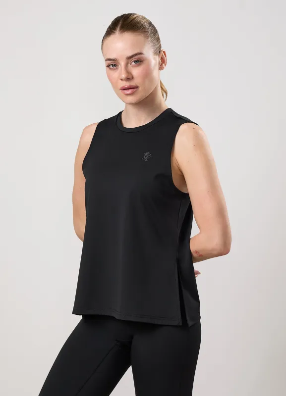 Gym King Victory Performance Split Hem Tank - Black made by The Gym King