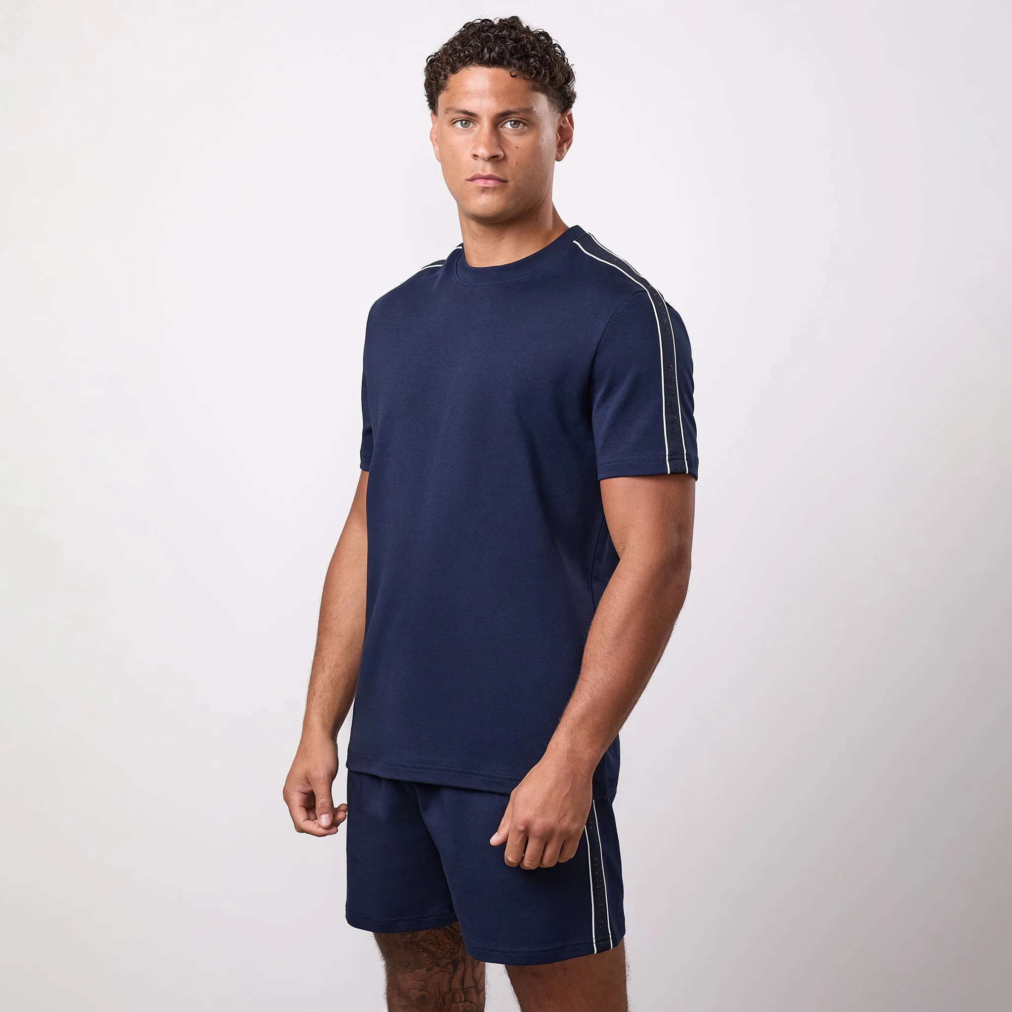 Gym King Linear Taped Tee - Navy sold by The Gym King product image thumbnail 2