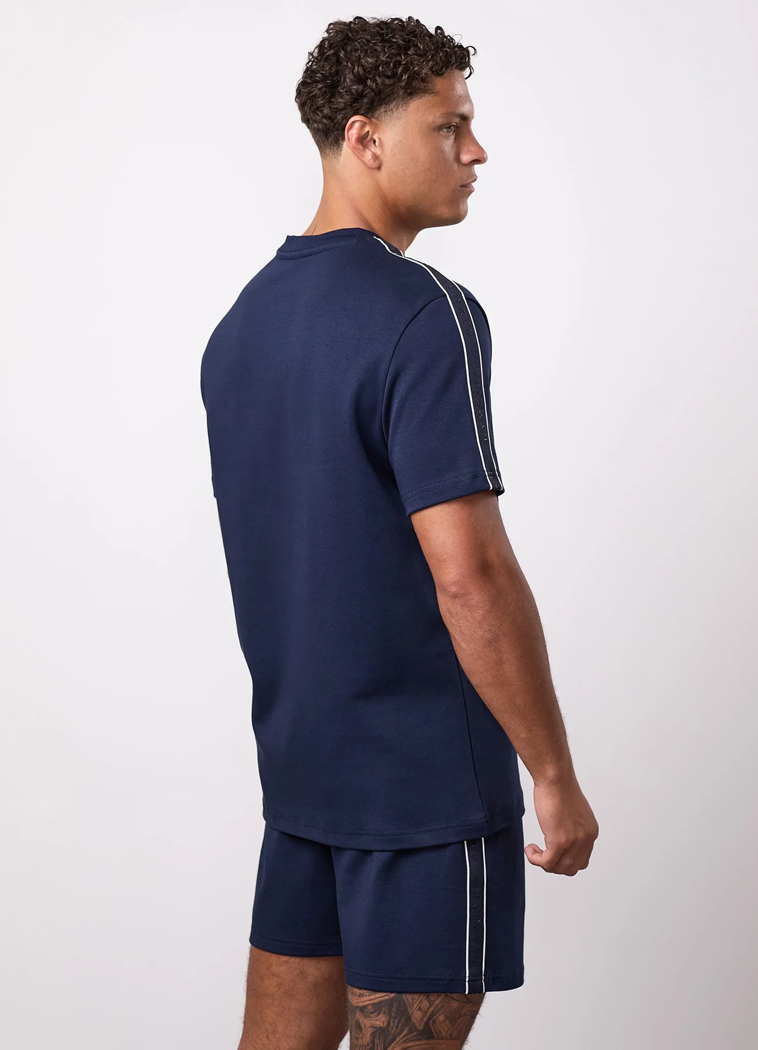 Gym King Linear Taped Tee - Navy sold by The Gym King product image thumbnail 3