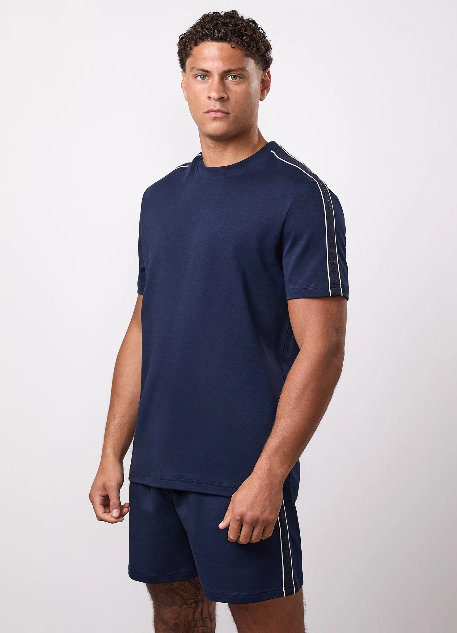 Gym King Linear Taped Tee - Navy sold by The Gym King product image thumbnail 5