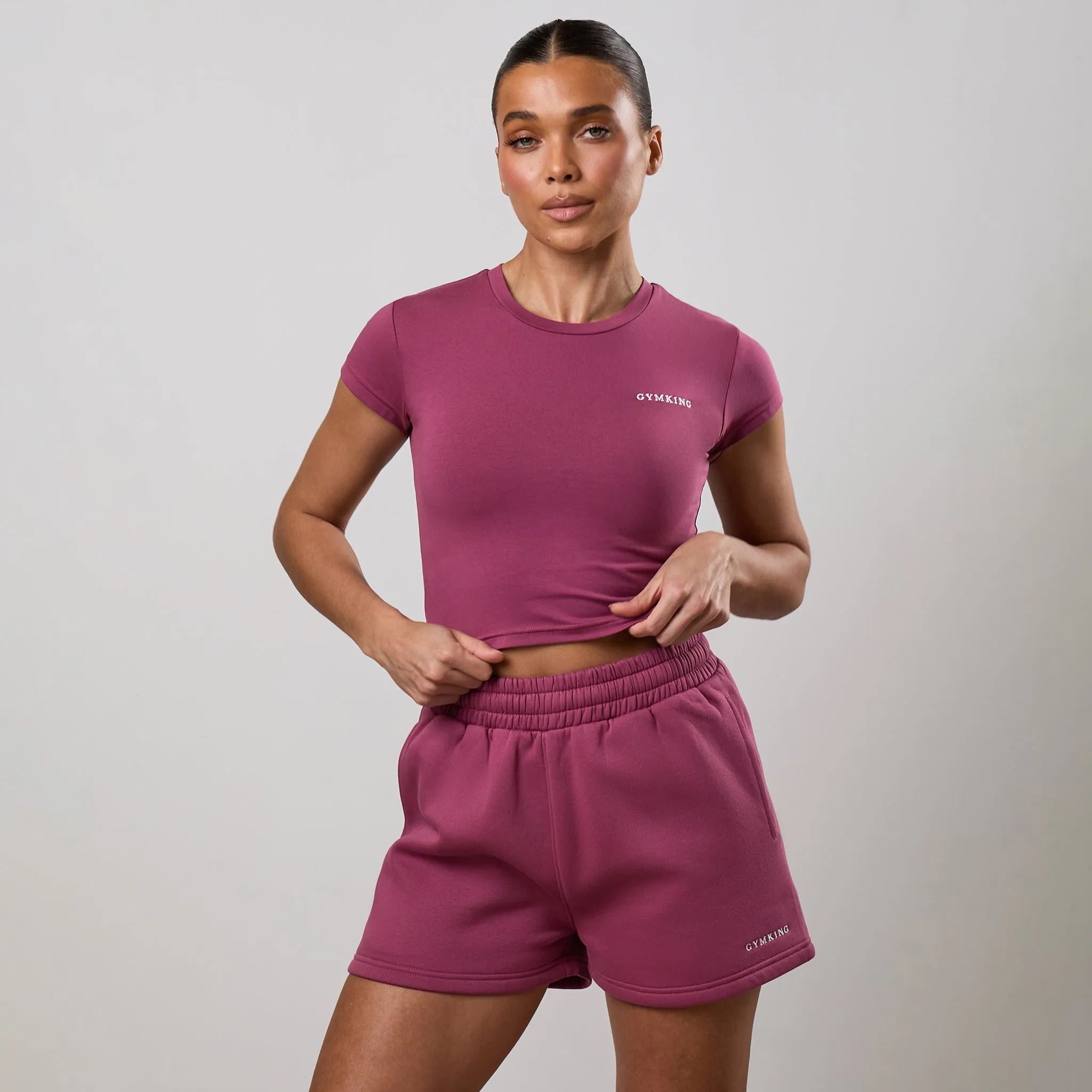 Gym King 365 Crop Fitted T-Shirt - Berry sold by The Gym King product image thumbnail 2