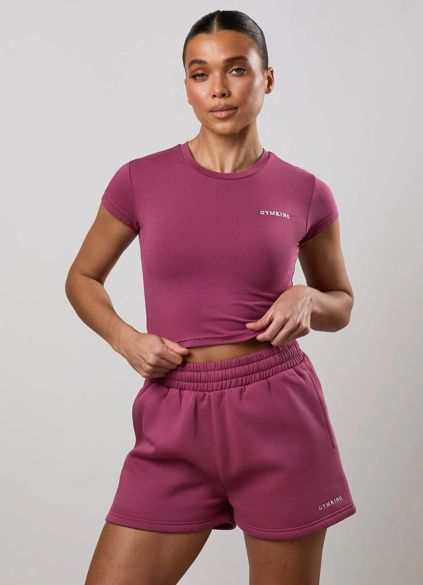 Gym King 365 Crop Fitted T-Shirt - Berry sold by The Gym King product image thumbnail 4