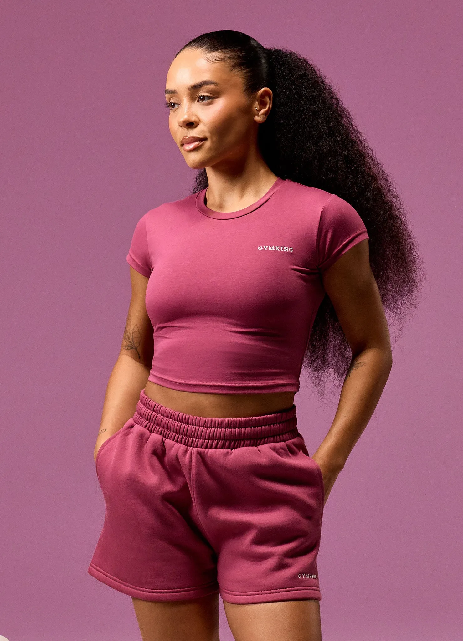 Gym King 365 Crop Fitted T-Shirt - Berry sold by The Gym King