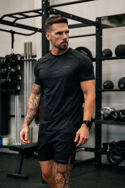 Gym King Debossed Pixel T-Shirt - Black made by The Gym King
