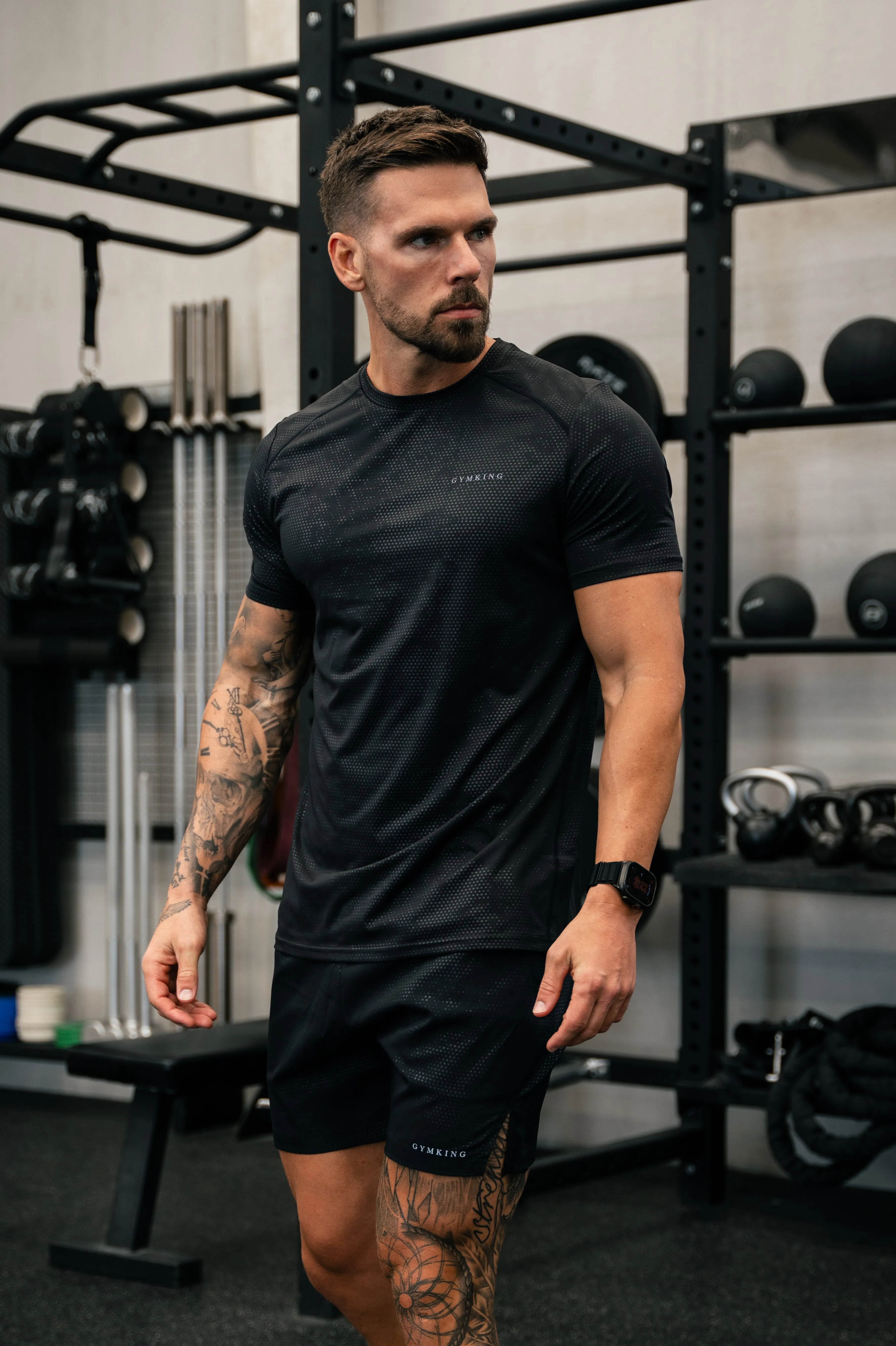 Gym King Debossed Pixel T-Shirt - Black sold by The Gym King