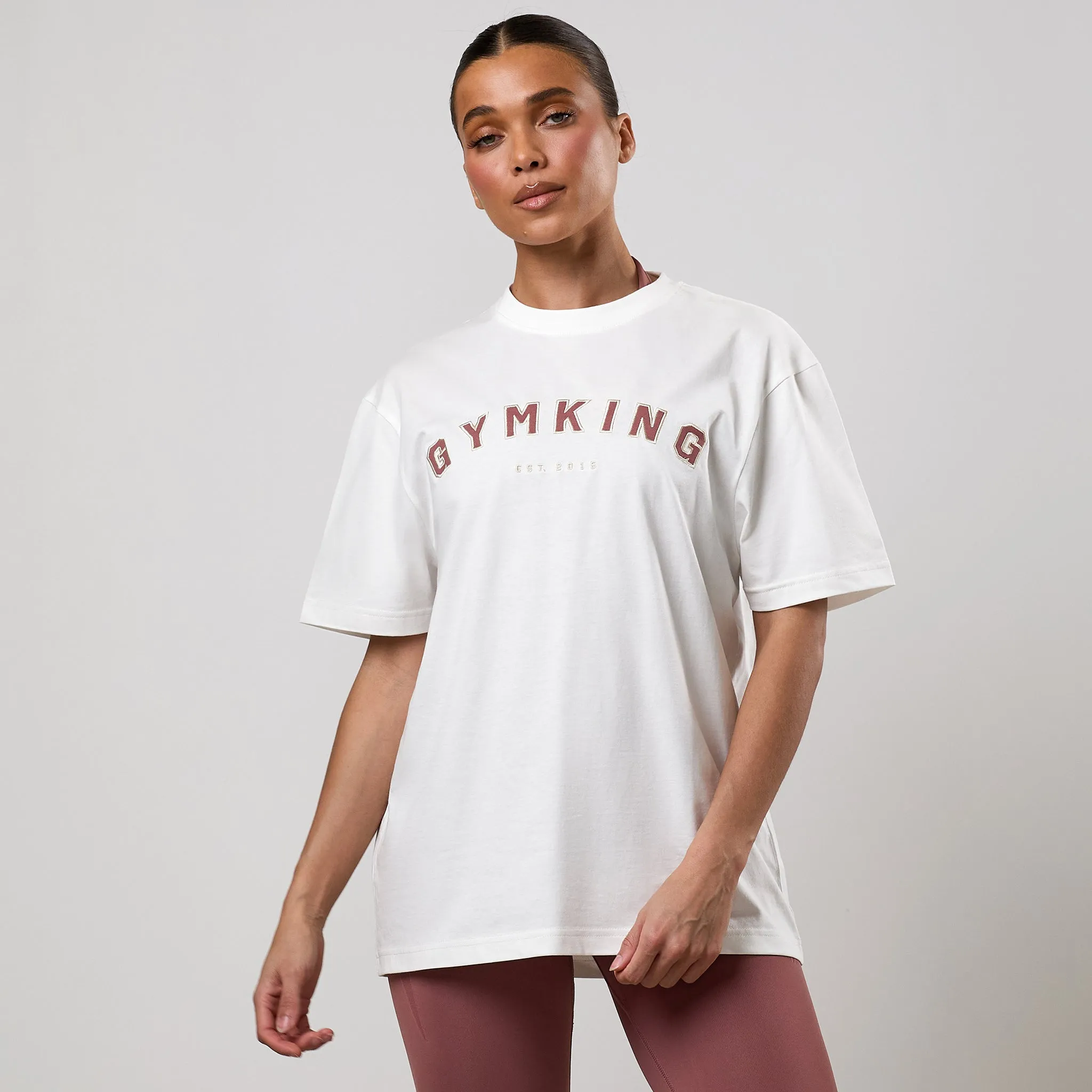 Gym King Shadow Boyfriend T-Shirt - Cream sold by The Gym King product image thumbnail 2