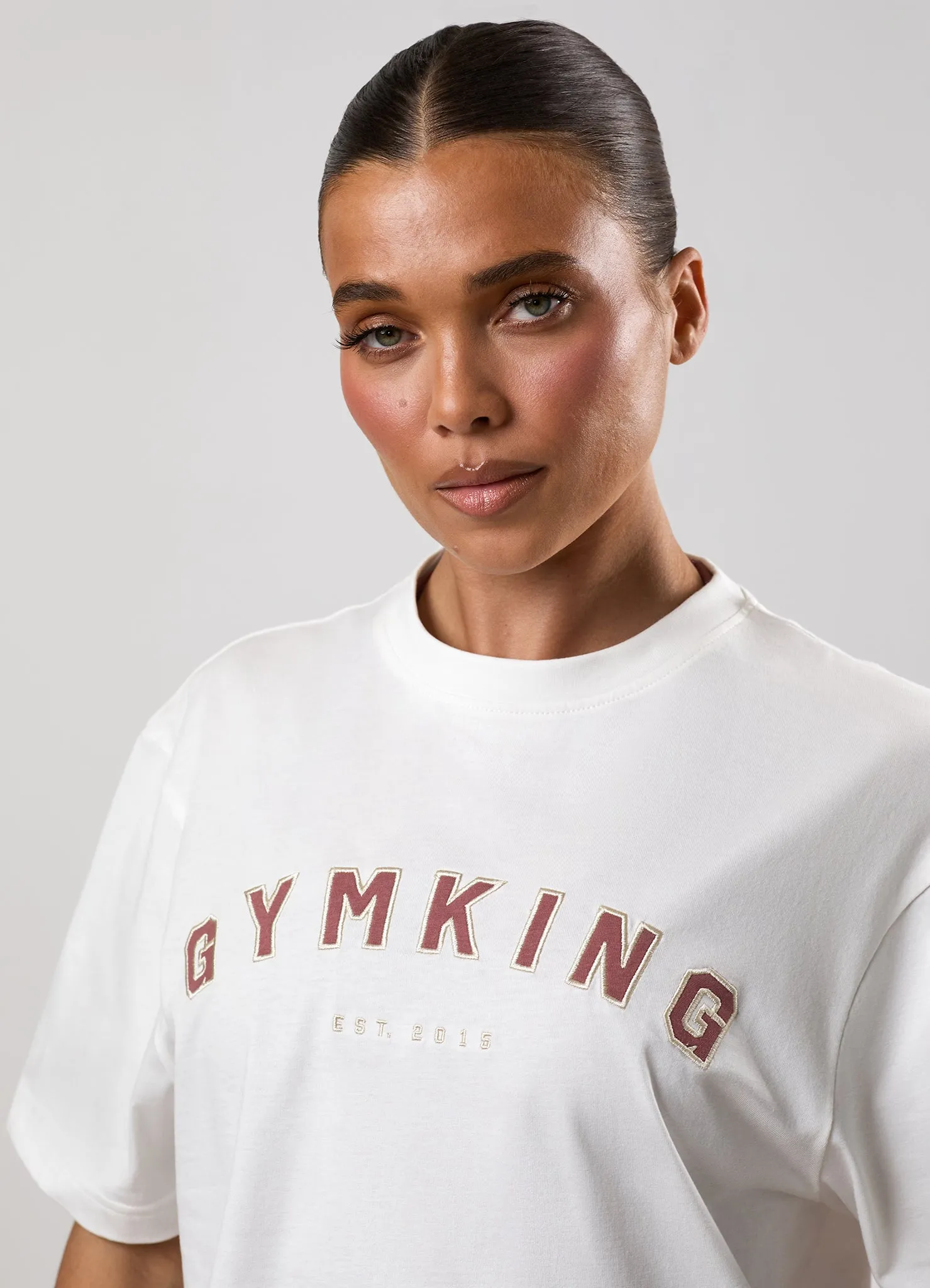 Gym King Shadow Boyfriend T-Shirt - Cream sold by The Gym King product image thumbnail 4