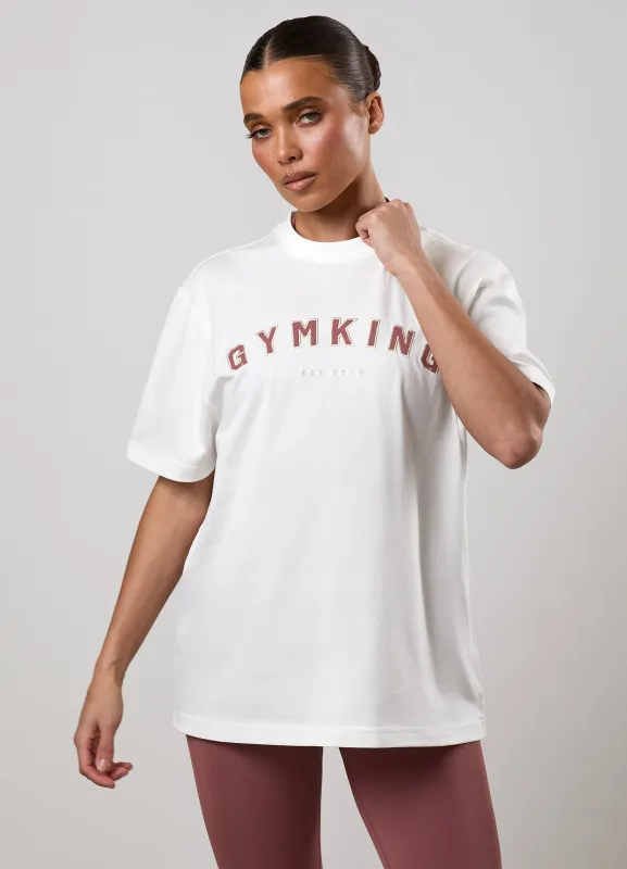 Gym King Shadow Boyfriend T-Shirt - Cream made by The Gym King