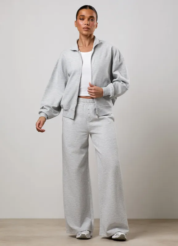 Gym King Waffle Full Zip Funnel and Mid Rise Trouser Tracksuit - Grey Marl made by The Gym King