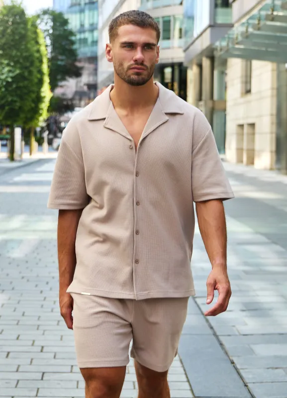 Gym King Signature Waffle Shirt - Warm Taupe made by The Gym King
