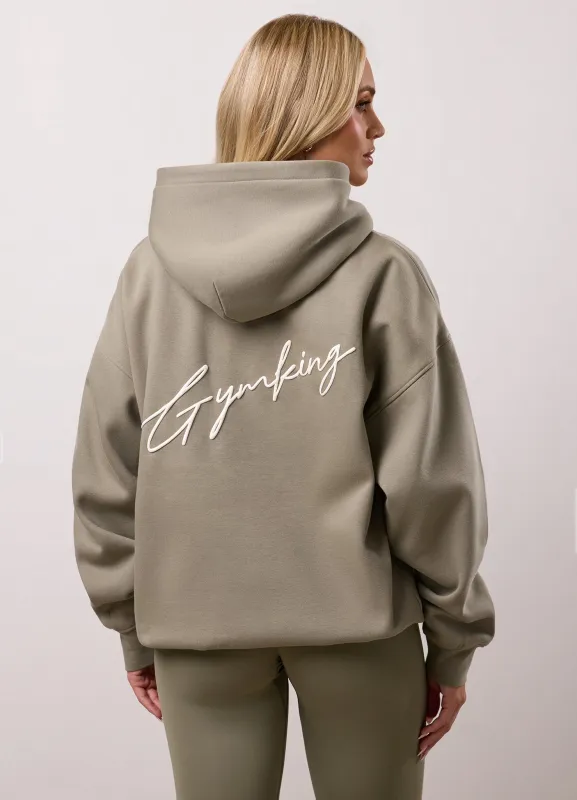 Gym King Script Fleece Hoodie - Eucalyptus made by The Gym King
