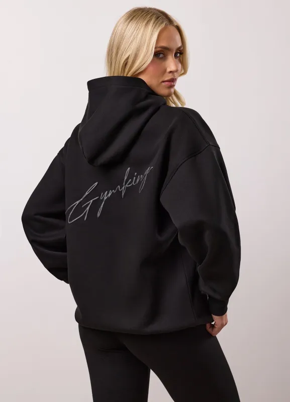 Gym King Script Fleece Hoodie - Black made by The Gym King