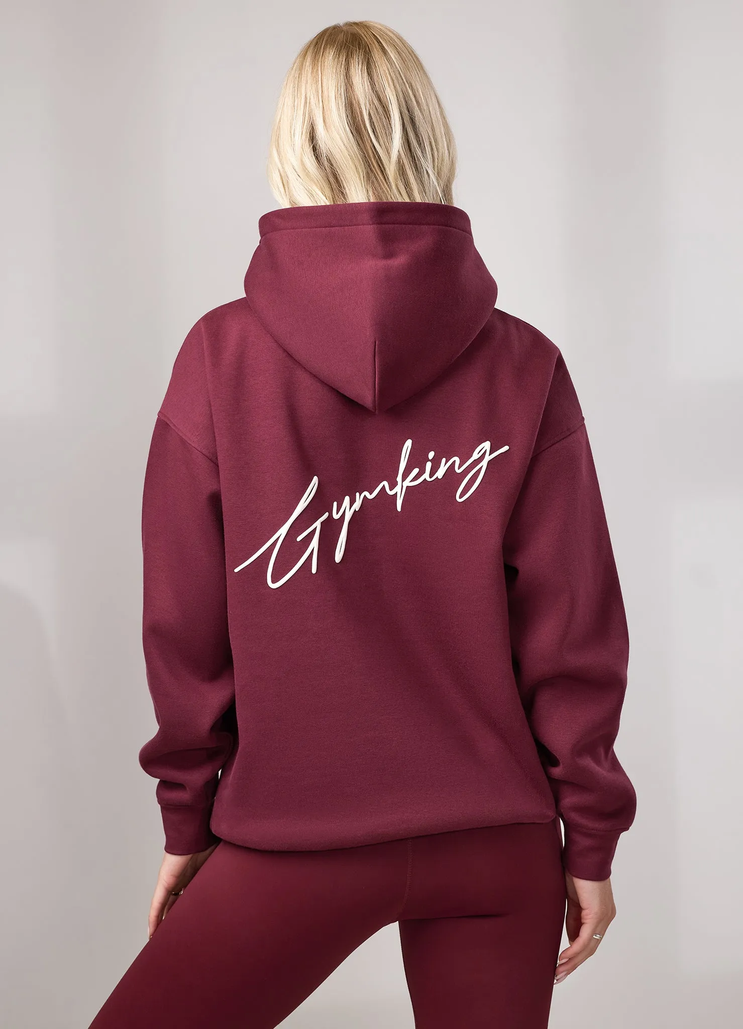 Gym King Script Fleece Hoodie - Deep Cherry/Cream sold by The Gym King product image thumbnail 3