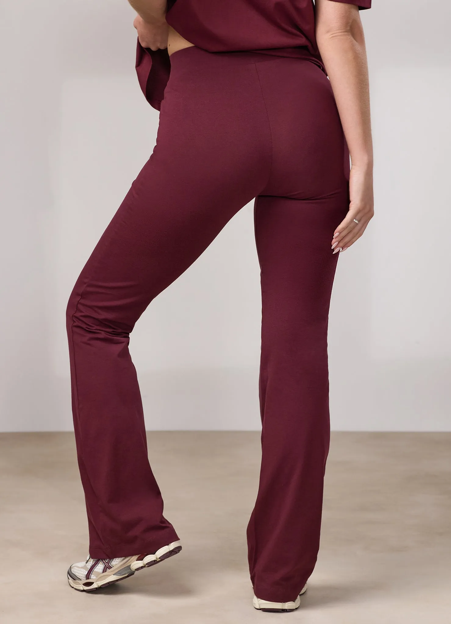 Gym King Script Flared Jersey Legging - Deep Cherry/Cream sold by The Gym King product image thumbnail 3