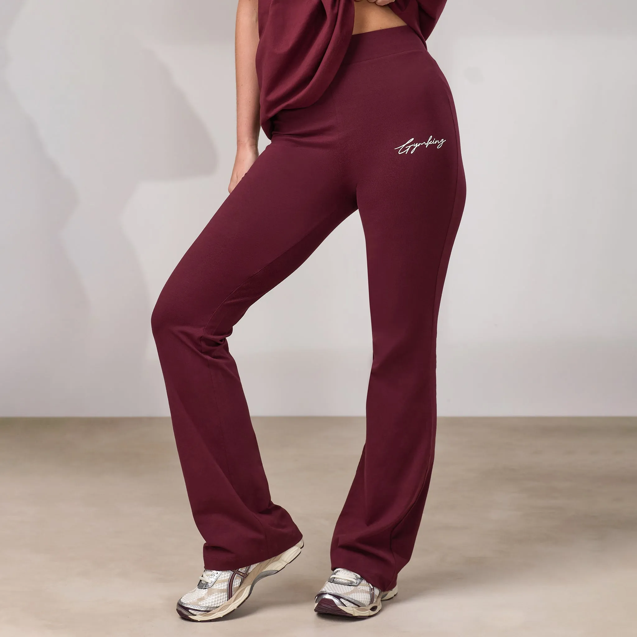 Gym King Script Flared Jersey Legging - Deep Cherry/Cream sold by The Gym King product image thumbnail 2