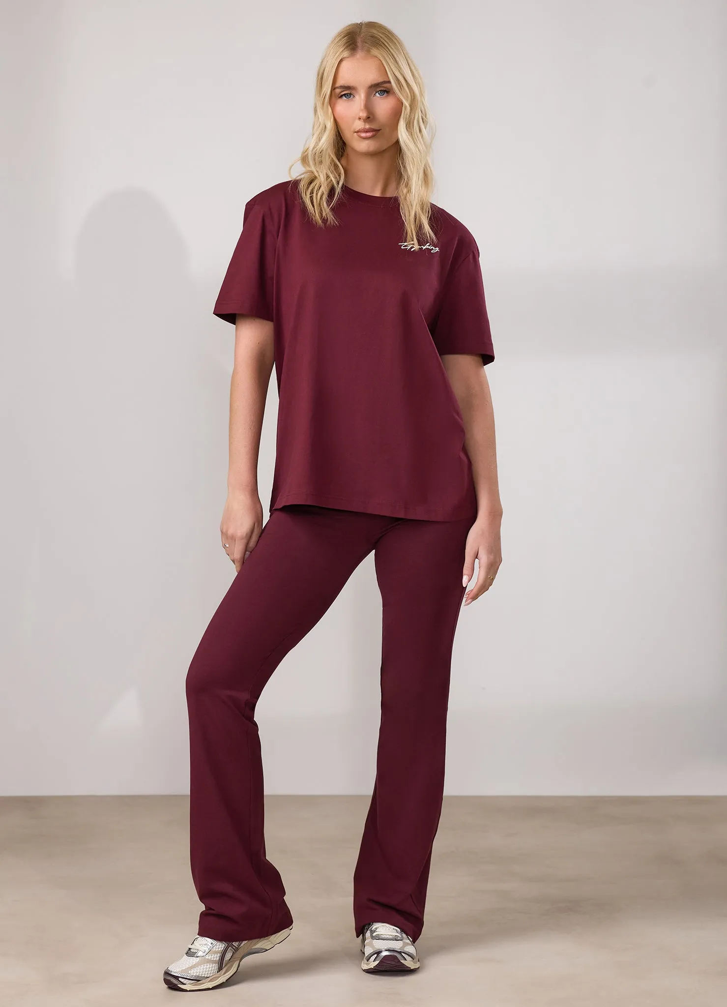 Gym King Script Flared Jersey Legging - Deep Cherry/Cream sold by The Gym King product image thumbnail 5