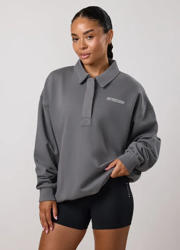 Gym King Precision Collared Sweatshirt - Lava Grey made by The Gym King