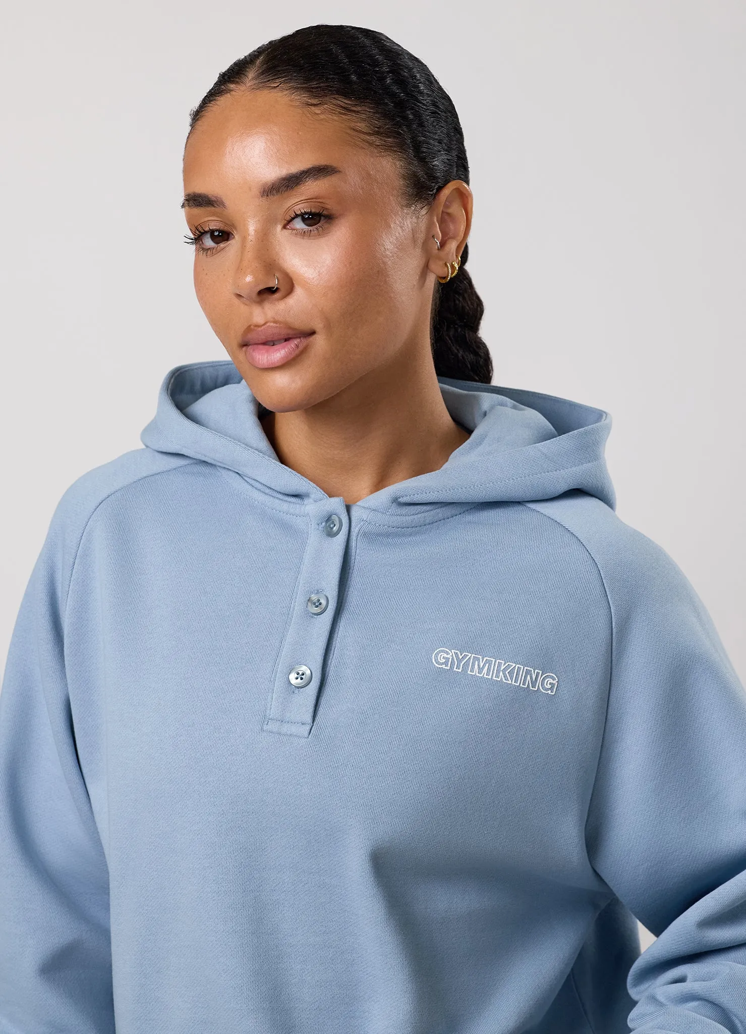 Gym King Precision Henley Hoodie - Chalk Blue sold by The Gym King product image thumbnail 5