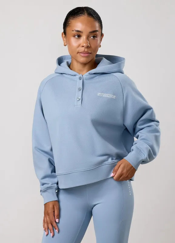 Gym King Precision Henley Hoodie - Chalk Blue made by The Gym King