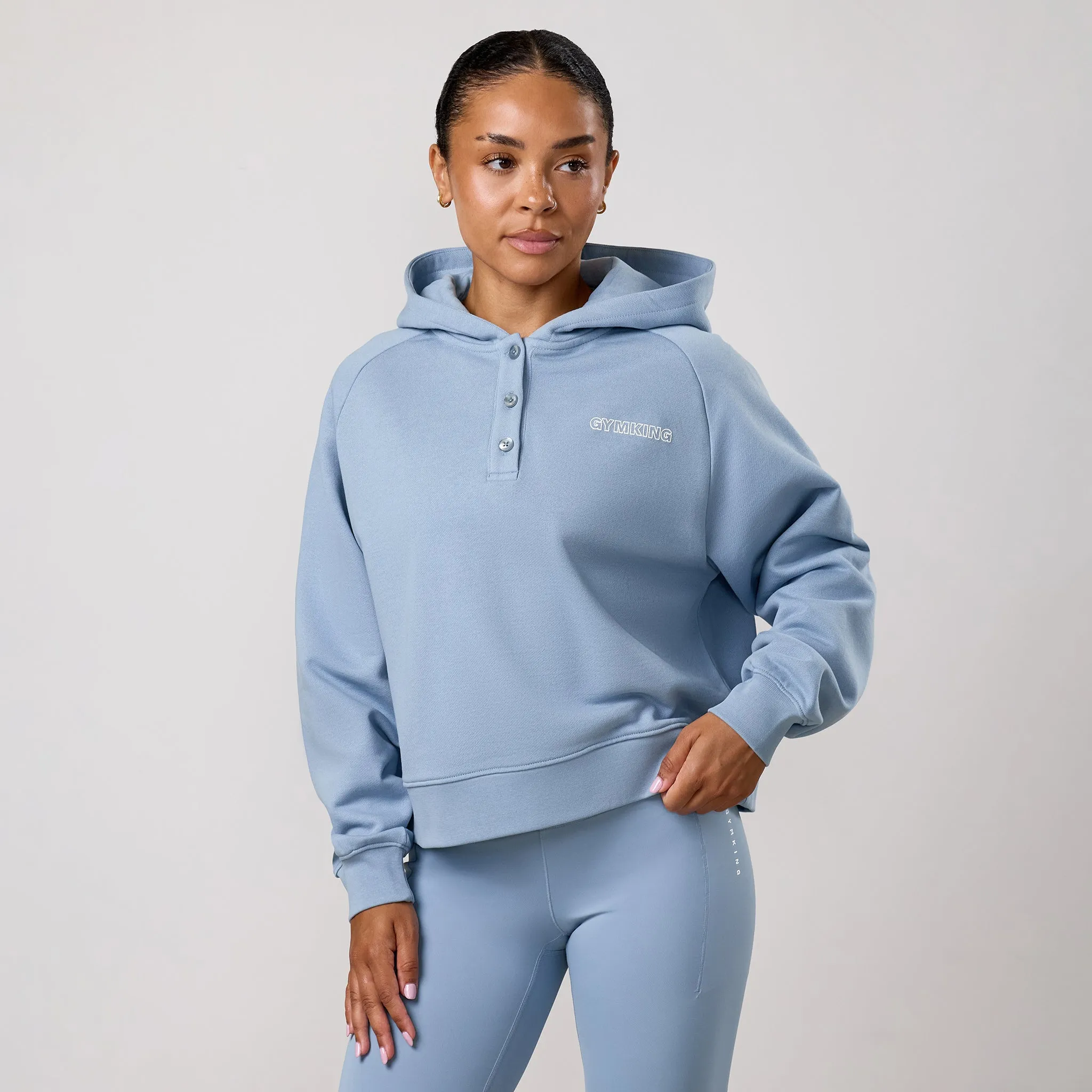 Gym King Precision Henley Hoodie - Chalk Blue sold by The Gym King product image thumbnail 2