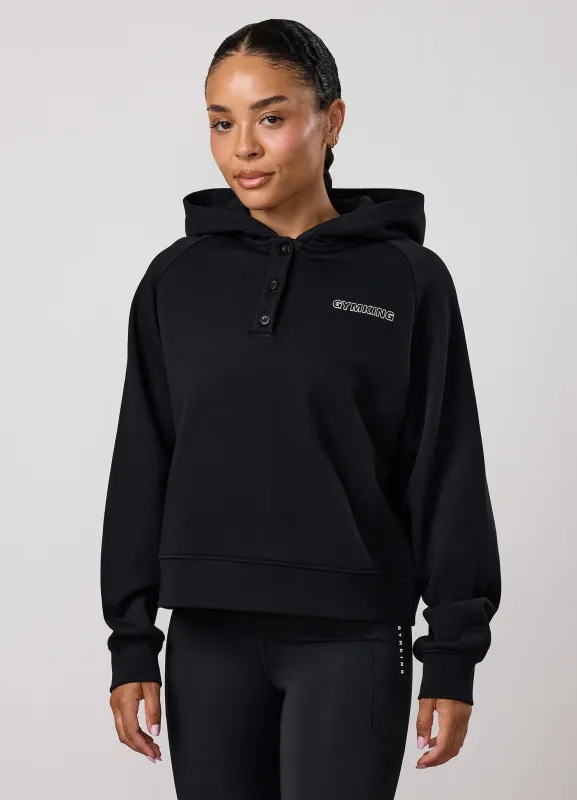 Gym King Precision Henley Hoodie - Black made by The Gym King