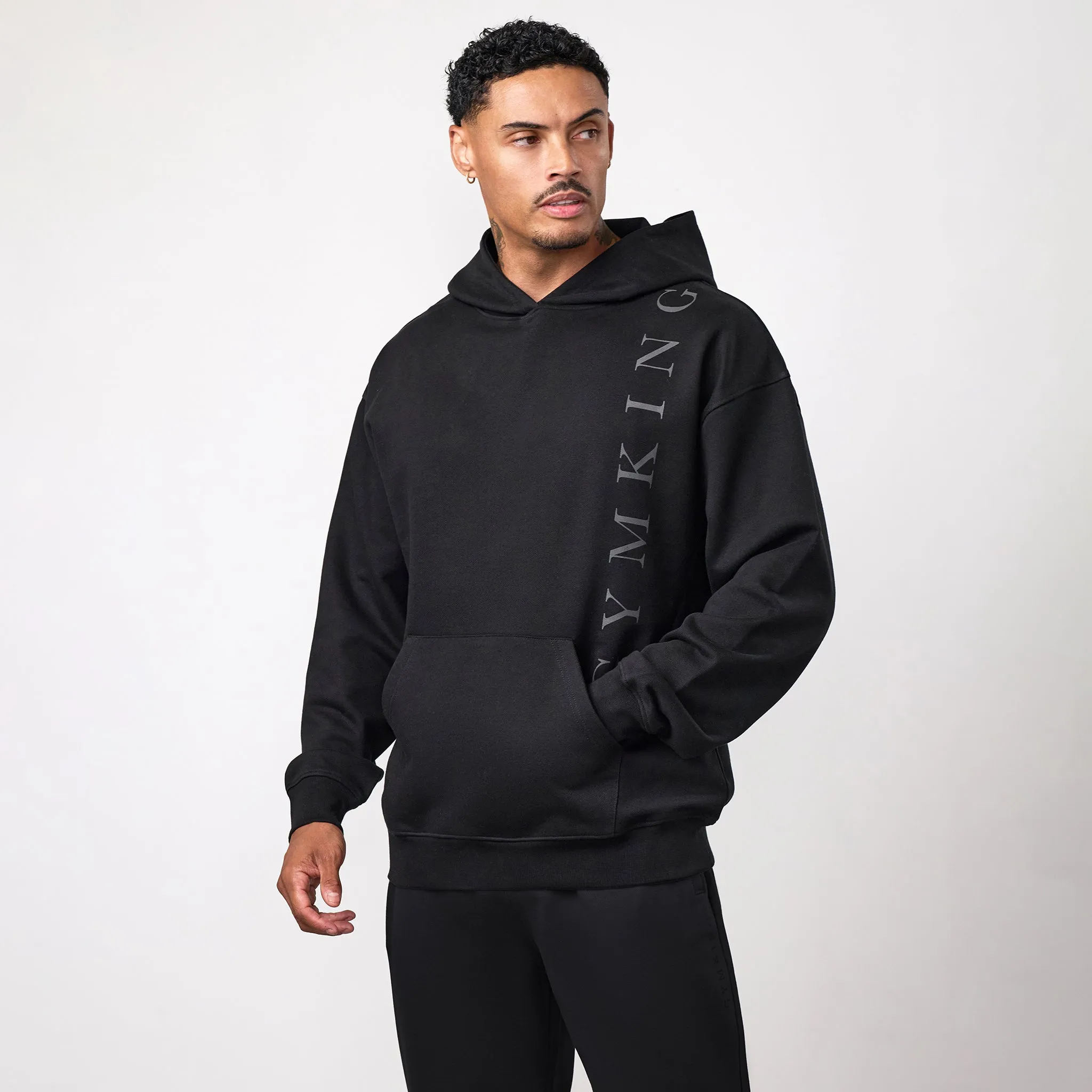 Gym King Text Logo Loopback Hoodie - Black sold by The Gym King product image thumbnail 2