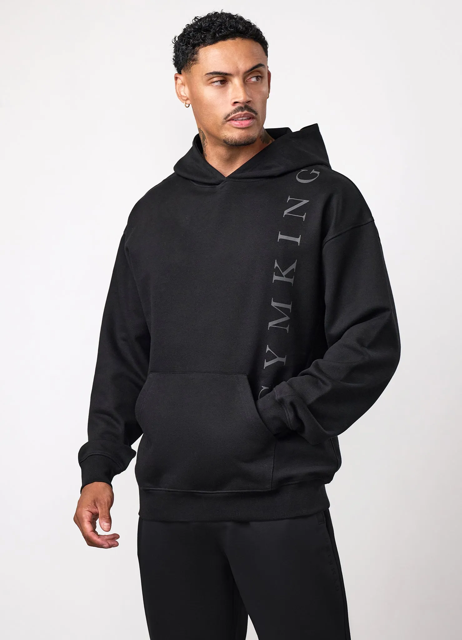 Gym King Text Logo Loopback Hoodie - Black sold by The Gym King
