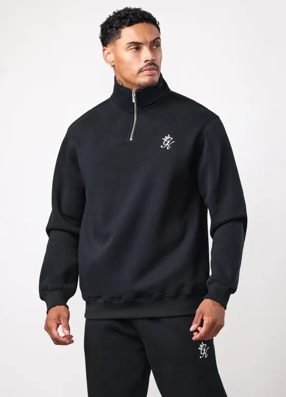 Gym King Fundamental Fleece 1/4 Zip Funnel - Black made by The Gym King
