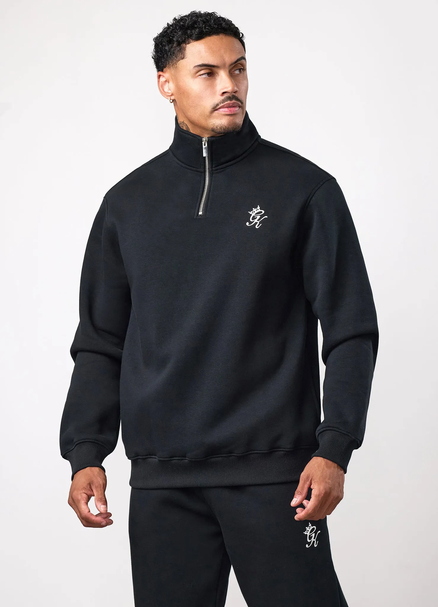 Gym King Fundamental Fleece 1/4 Zip Funnel - Black sold by The Gym King