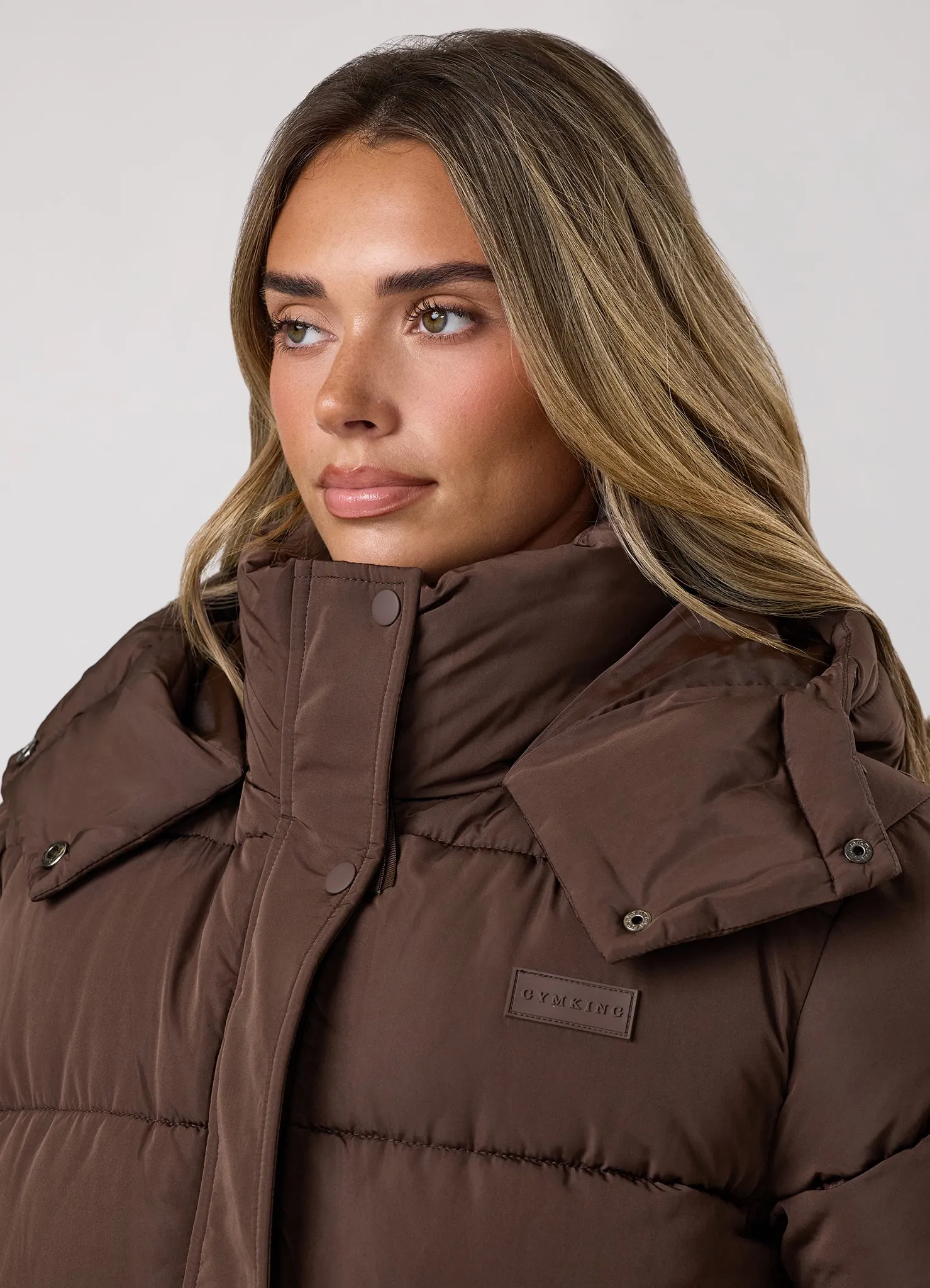 Gym King Longline Quilted Puffer Coat - Ganache sold by The Gym King product image thumbnail 3