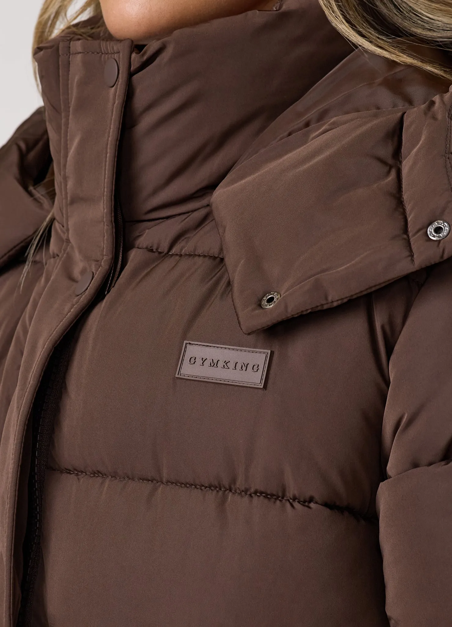 Gym King Longline Quilted Puffer Coat - Ganache sold by The Gym King product image thumbnail 4