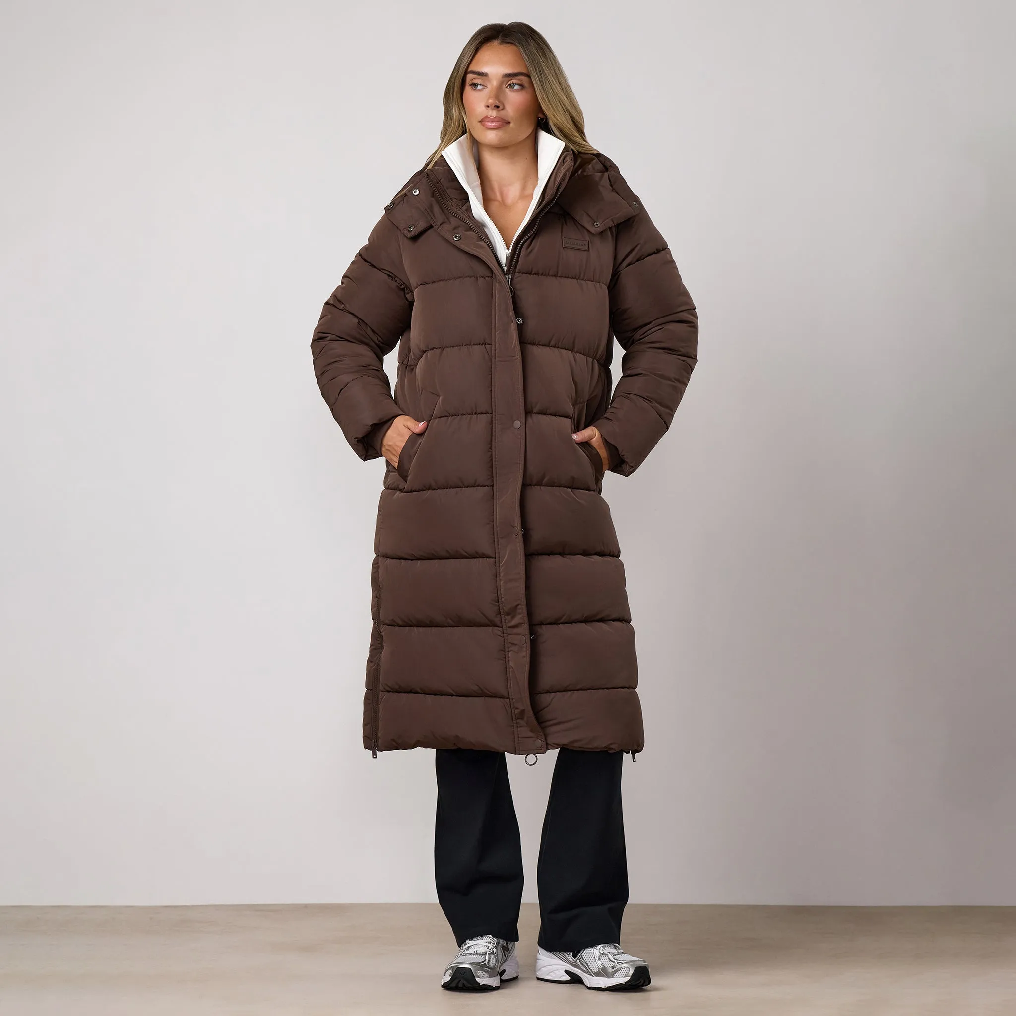 Gym King Longline Quilted Puffer Coat - Ganache sold by The Gym King product image thumbnail 2