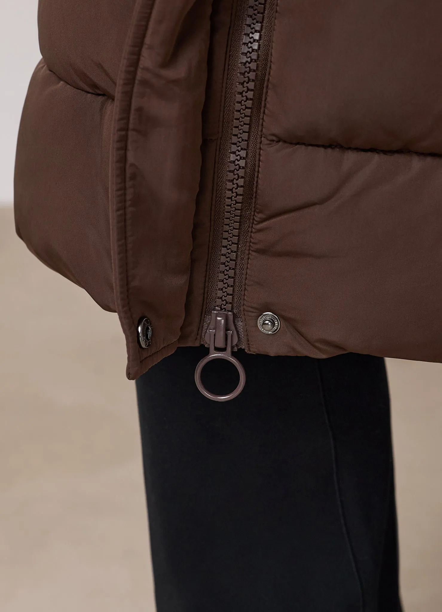 Gym King Longline Quilted Puffer Coat - Ganache sold by The Gym King product image thumbnail 5