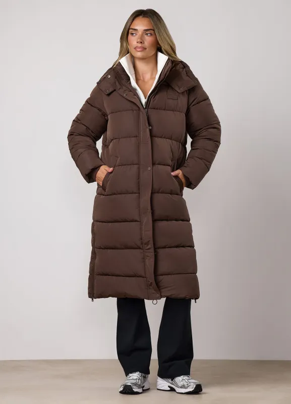 Gym King Longline Quilted Puffer Coat - Ganache made by The Gym King
