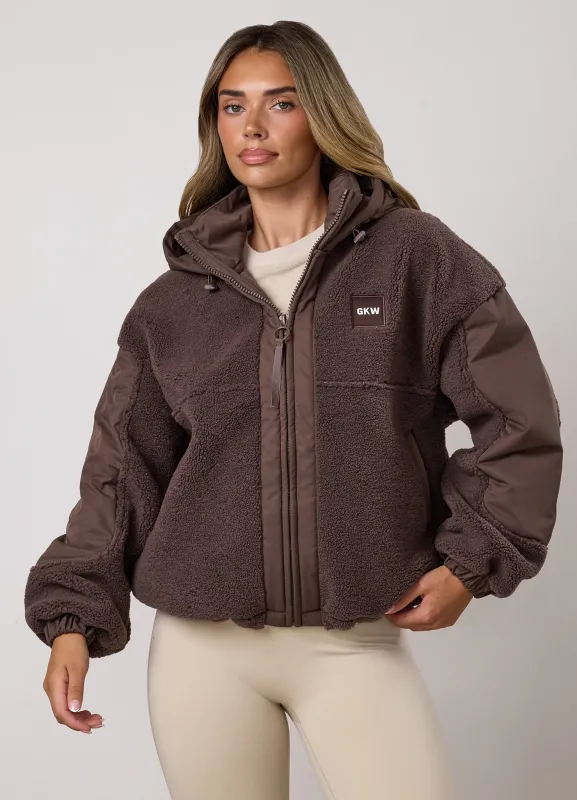 Gym King Fleece/Woven Jacket - Deep Mocha made by The Gym King