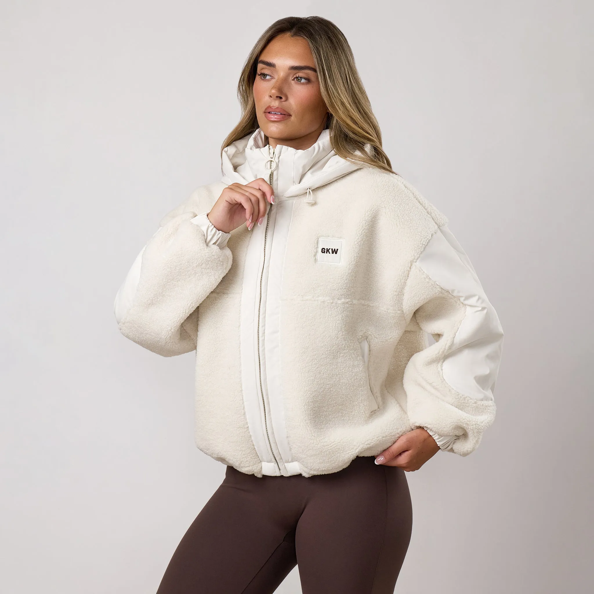 Gym King Borg Fleece and Woven Jacket - Cream sold by The Gym King product image thumbnail 2