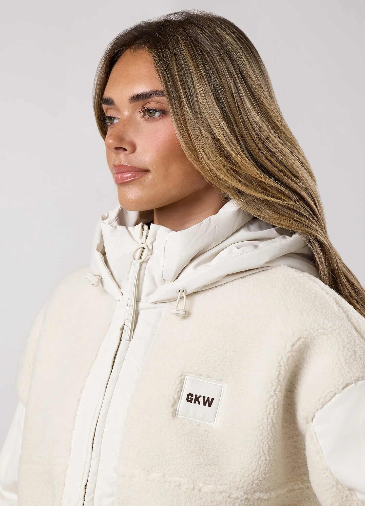 Gym King Borg Fleece and Woven Jacket - Cream sold by The Gym King product image thumbnail 4