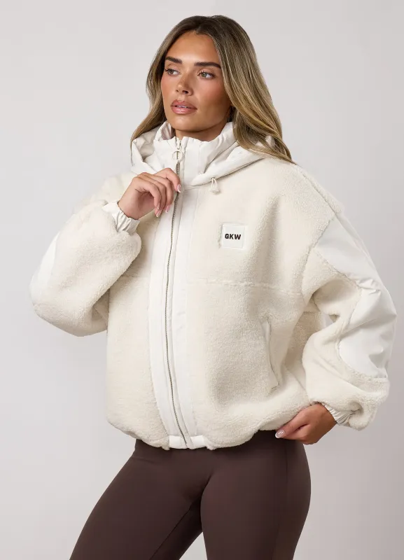 Gym King Borg Fleece and Woven Jacket - Cream made by The Gym King