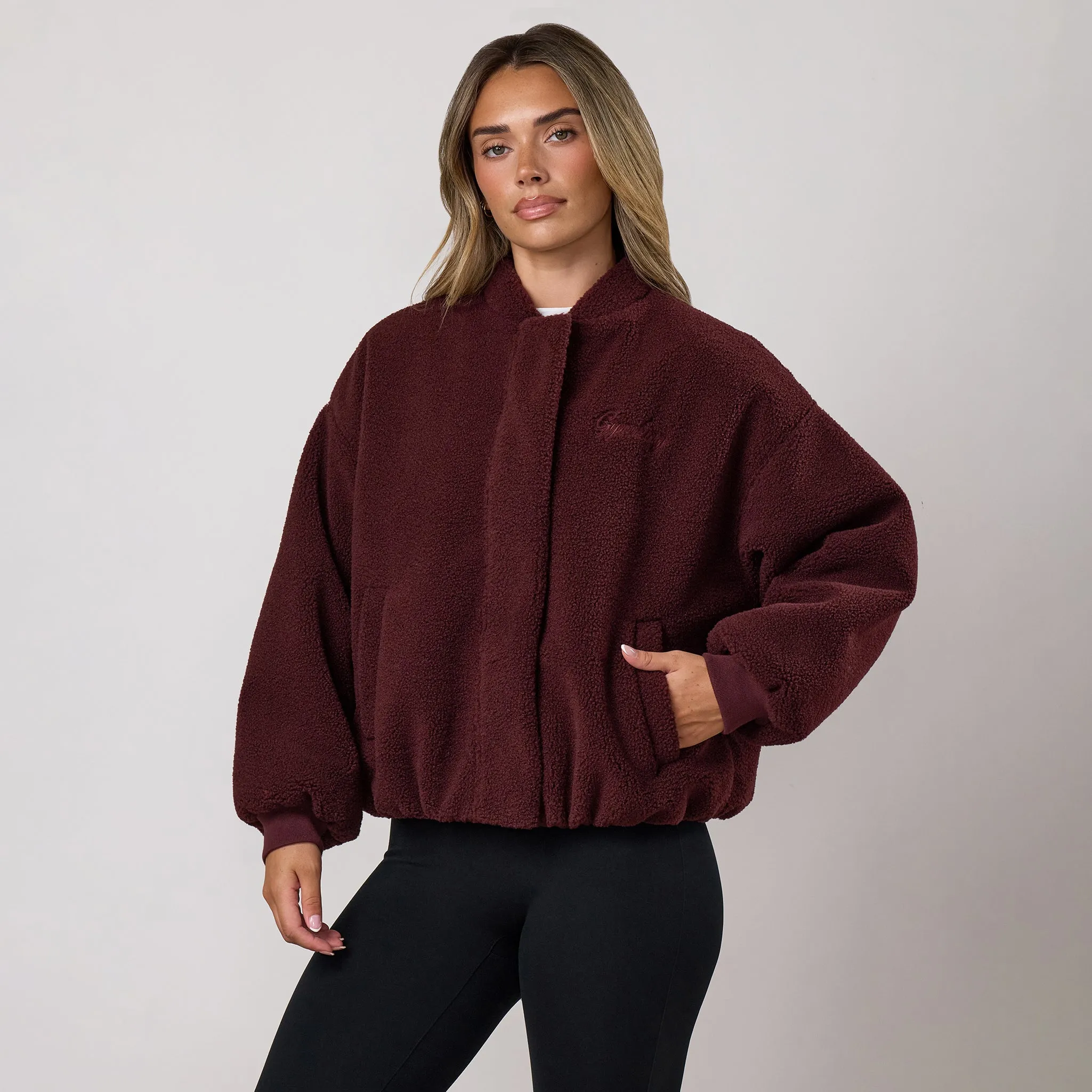 Gym King Borg Puffer Bomber Jacket - Burnt Fig sold by The Gym King product image thumbnail 2