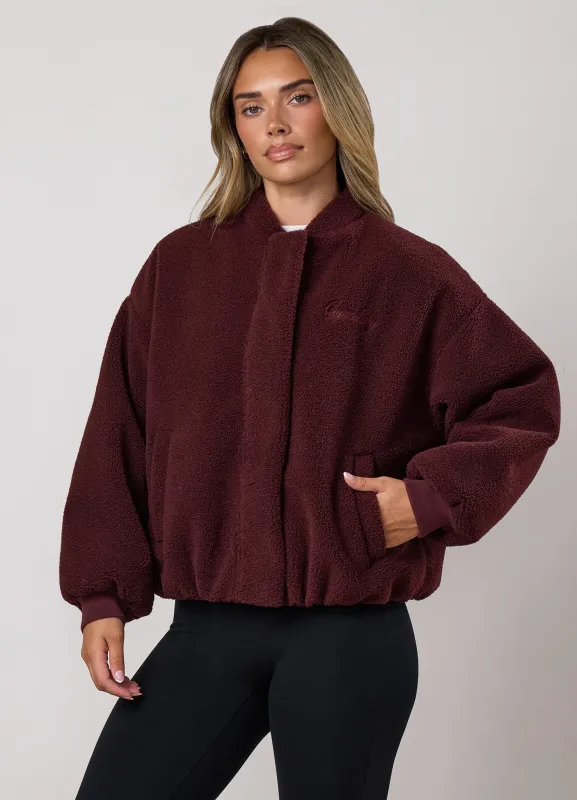 Gym King Borg Puffer Bomber Jacket - Burnt Fig made by The Gym King