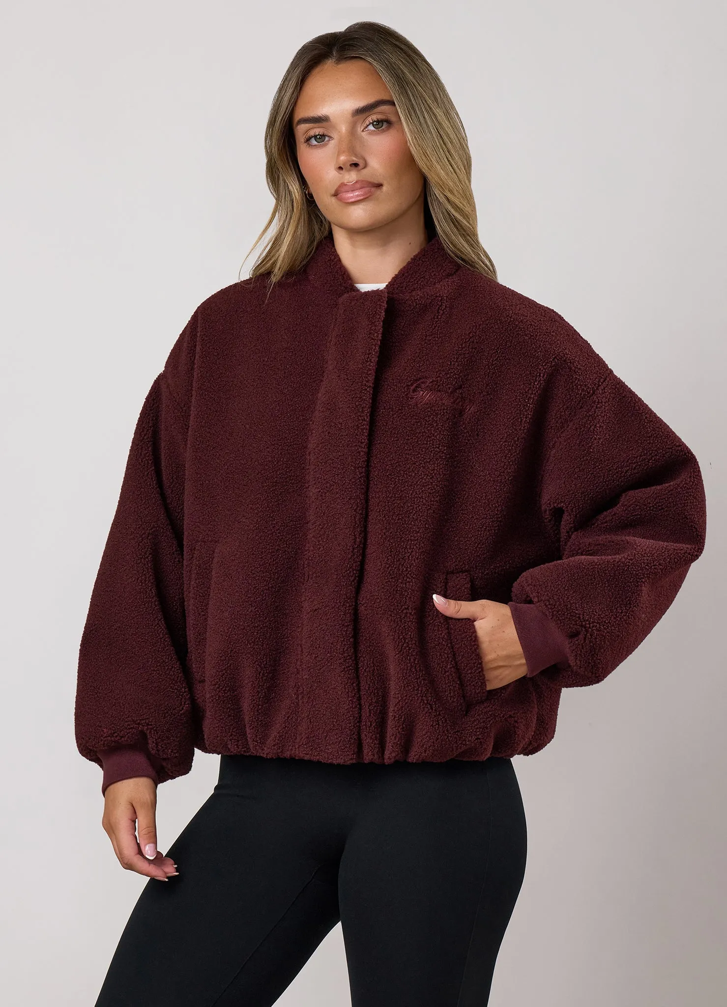 Gym King Borg Puffer Bomber Jacket - Burnt Fig sold by The Gym King