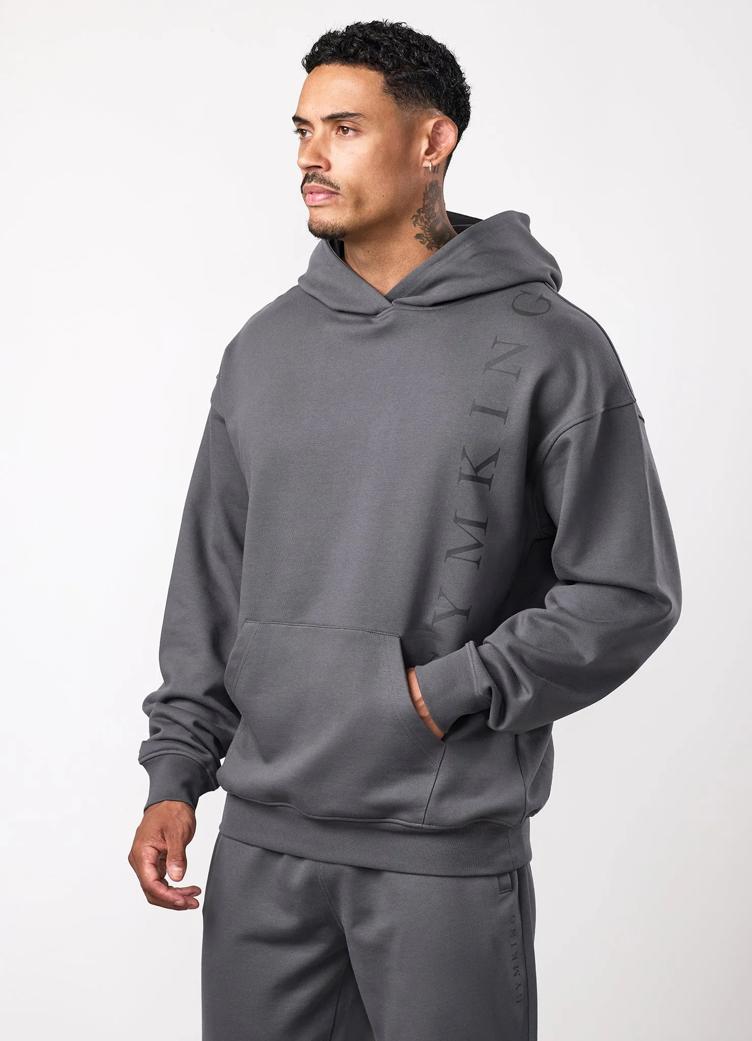 Gym King Text Logo Loopback Hoodie - Alloy Grey sold by The Gym King