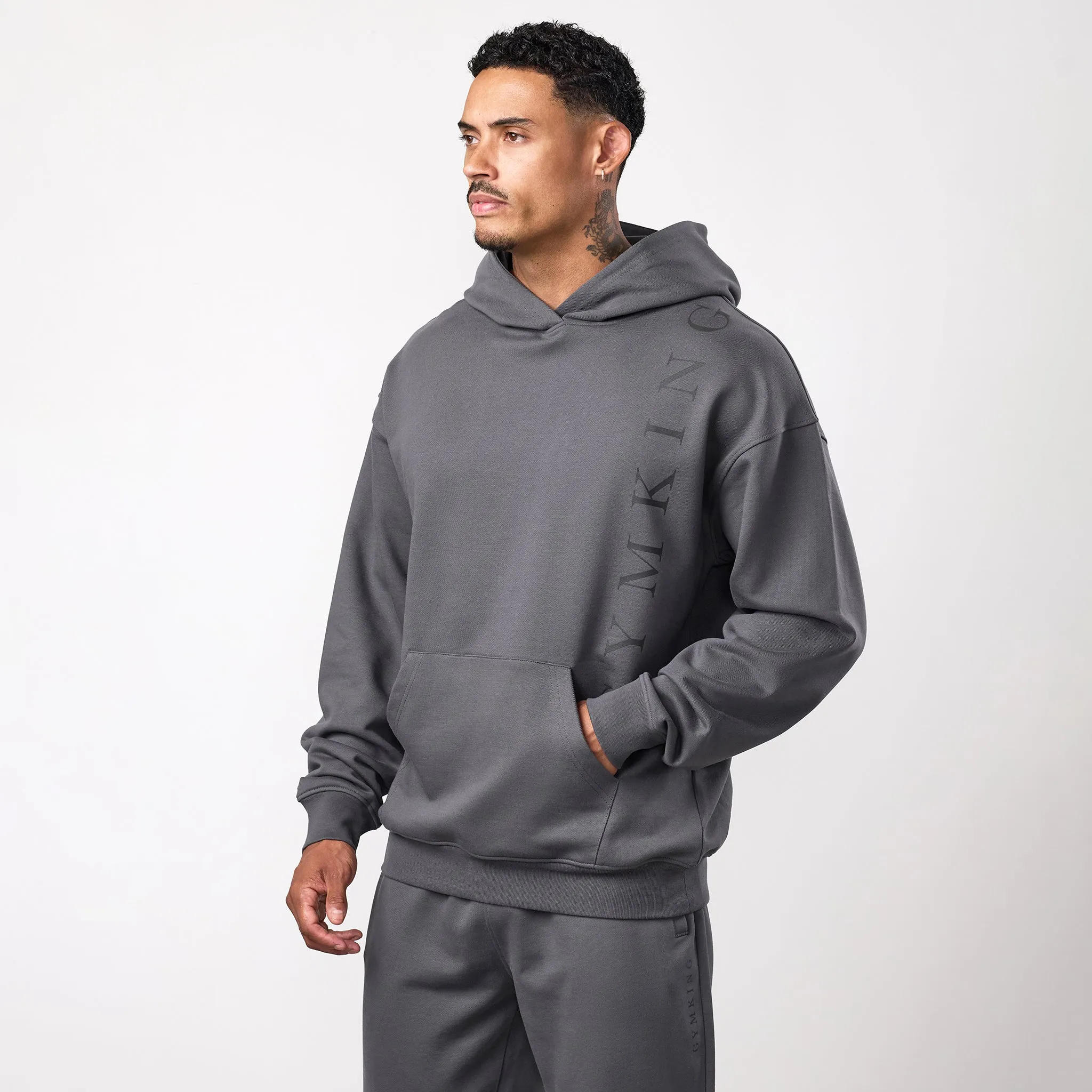 Gym King Text Logo Loopback Hoodie - Alloy Grey sold by The Gym King product image thumbnail 2