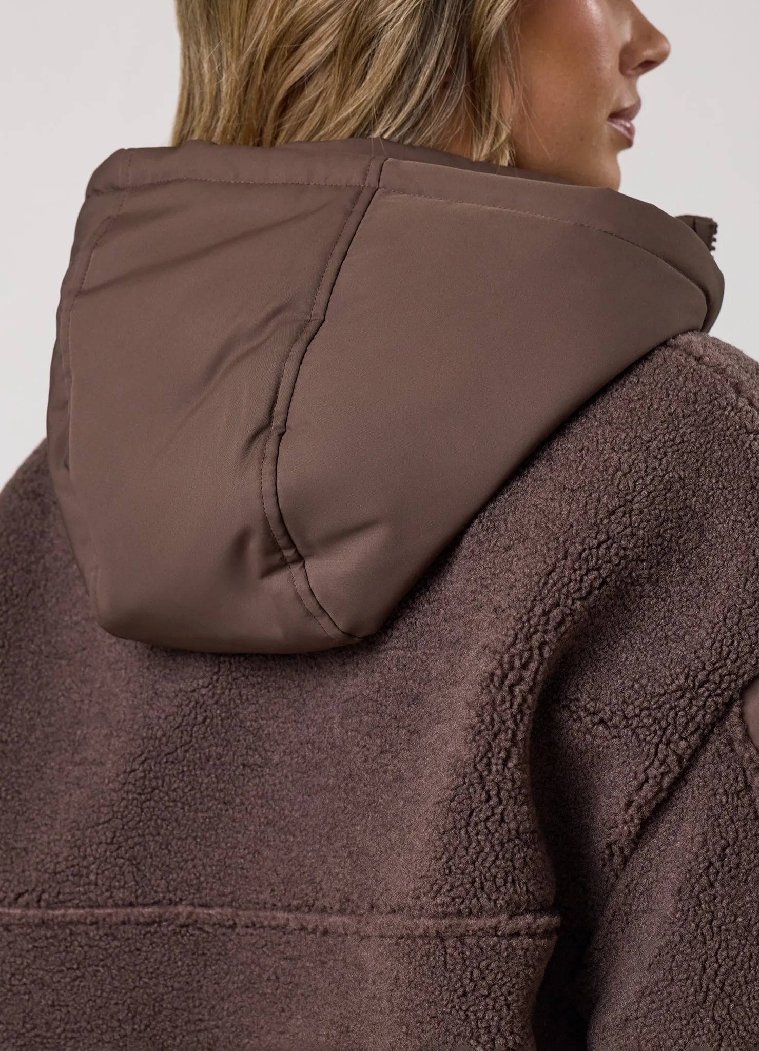 Gym King Borg Fleece and Woven Jacket - Deep Mocha sold by The Gym King product image thumbnail 4